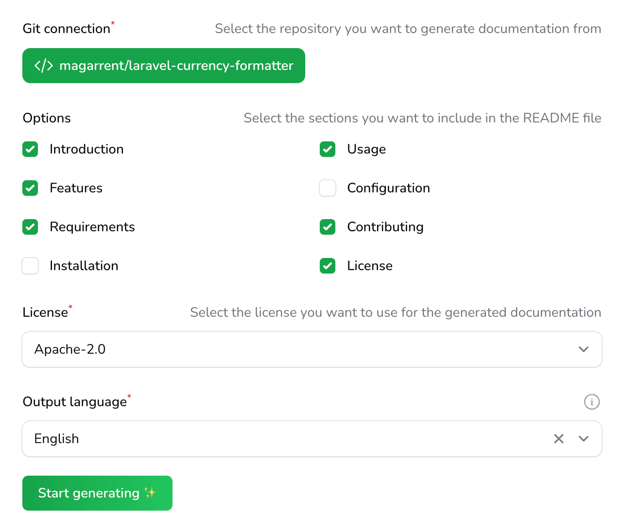 Readme template file